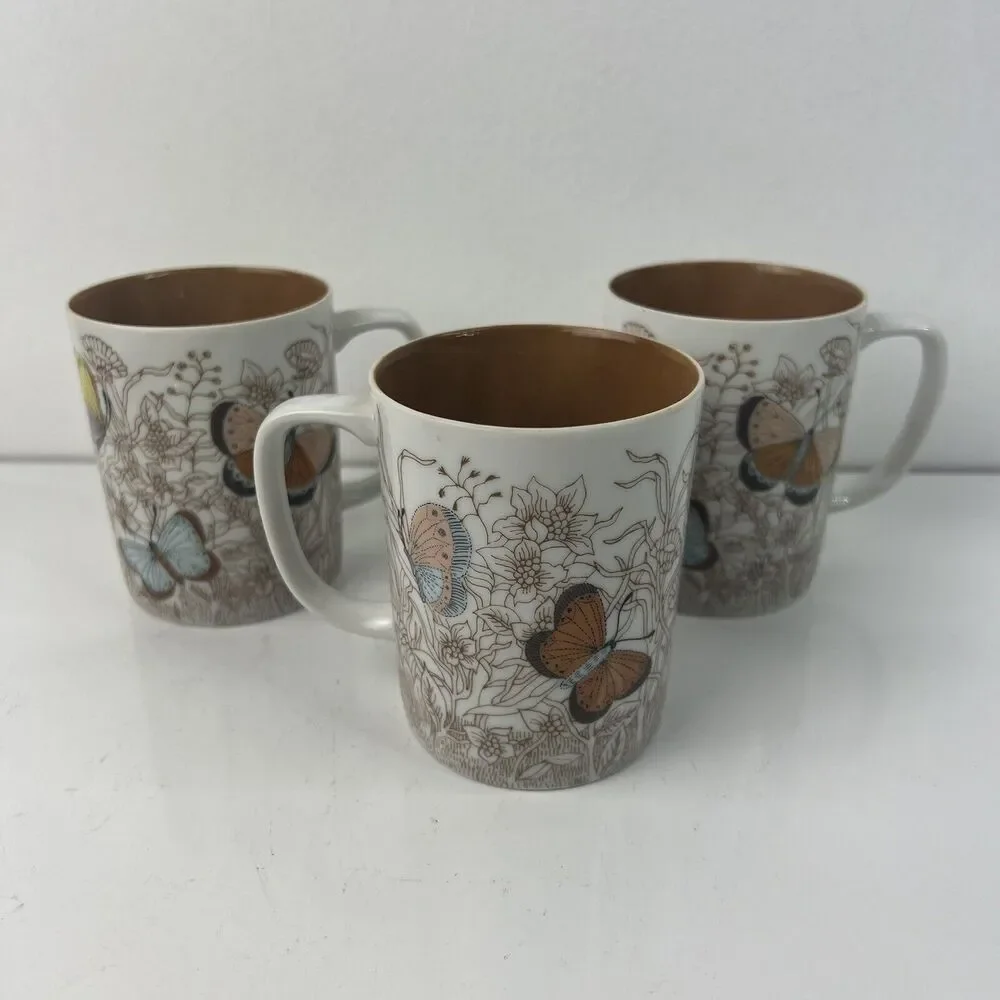 Variations By Fitz And Floyd Butterfly Coffee Cups Set Of 3